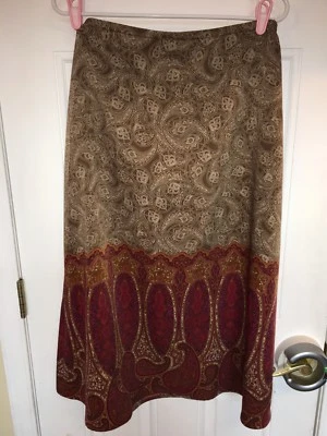 Falda Larga Croft And Barrow Mujer Marrón Paisley Poliéster Talla 6 Foto 1 de 4