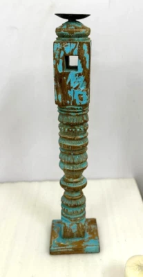 Antique Wooden Paga Leg Candle Holder Stand Original Old Hand Carved - Image 1 of 4