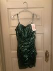 *NEW* Crystal Sky Green Sequin Mini Dress Sleeveless with Built-In Padding -- S