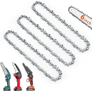 3Pcs 6" Chainsaw Chains for 6 inch Mini Cordless Electric Chain Saw Wood Cutter - Picture 1 of 6