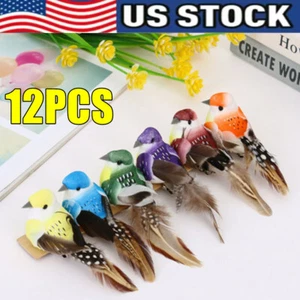 Artificial Bird 12PCS Mini Simulation Feather Birds Fake Birds for Garden Decor - Picture 1 of 13