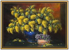 Alfio Paolo Graziani Original Malerei auf Leinwand Groß Blumen Gerahmt Signiert