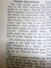 1962 journal JOE NAMATH joue au football QUART-ARRIÈRE pour UNIVERSITÉ D'ALABAMA 