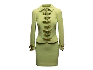 Vintage Lime Green Gianni Versace Couture Fall/Winter 1992 Buckle Skirt Suit 38 - Picture 1 of 7