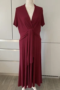 Joanna Hope Red Burgundy Short Sleeve Dress Long Length Size 16 Christmas - Picture 1 of 6