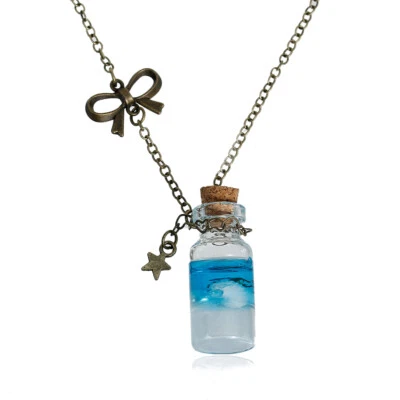 Perla In Vetro Collana Miniblings 80Cm Bottiglia Bronzo Brilla Nel Buio - Immagine 1 di 4