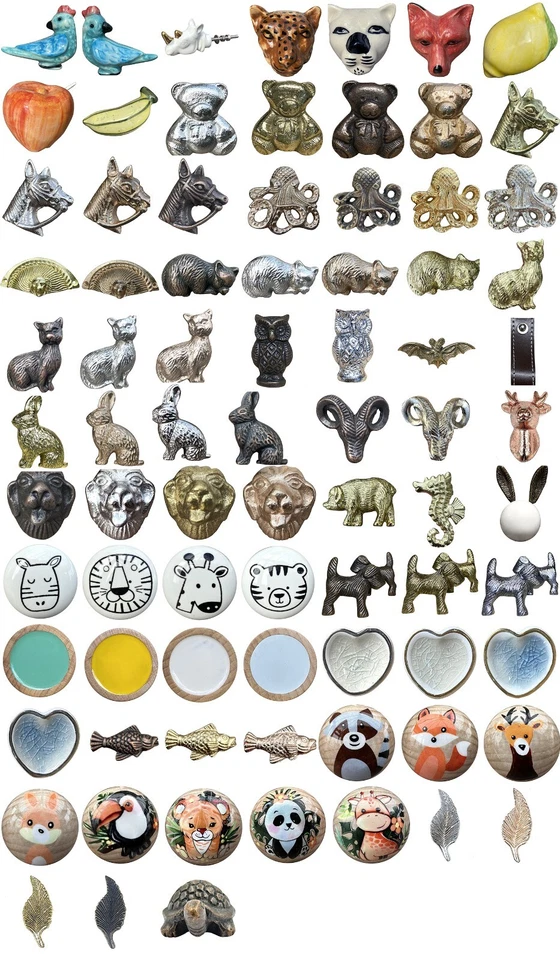 Cupboard knobs nursery knobs handles drawer pulls Ceramic and iron animal knob - Image 1 of 1