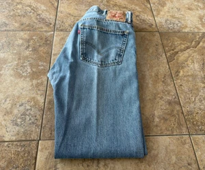 Levi 505 Jeans 36X34 Blue Denim Straight Leg Red Tab Mens Blemish Near Pocket - Picture 1 of 9