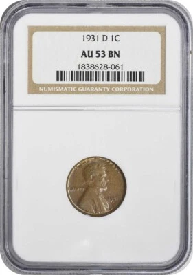 1931-D/D Lincoln Cent RPM 1 AU53 NGC - Image 1 of 2