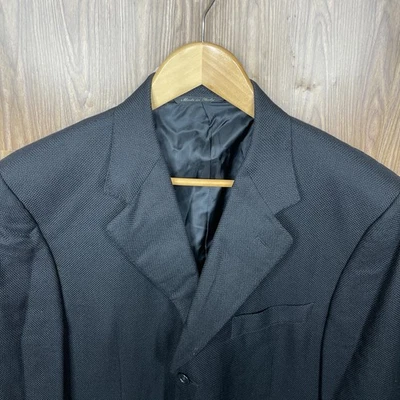 Canali Italy Made Sport Coat Mens 42R Slim Black Solid Silk Wool Three Buttons - Image 1 of 4