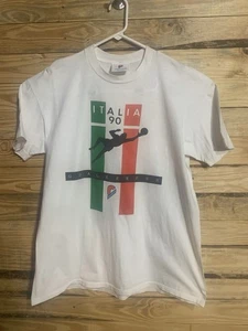 Vintage 1990 Italia World Cup Goalkeeper Tee Reusch Stedman XL Made in USA RARE - Picture 1 of 20