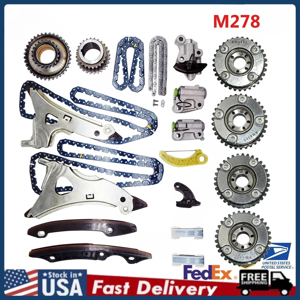 M278  Timing Chain Kit w/ Cam VVT Adjuster For Mercedes-Benz GL450 GL550 4.7L V8 Foto 1 de 4