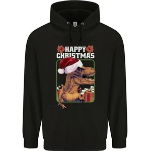 Christmas T-Rex Funny Dinosaur Childrens Kids Hoodie - Picture 1 of 25