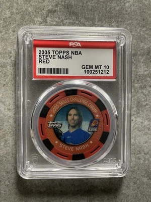 Fichas de póker de la NBA Steve Nash Topps 2005 rojas PSA 10 Phoenix Suns Foto 1 de 2