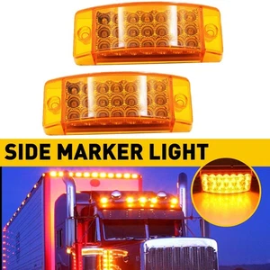 Pair LED Side Amber Marker Lights Clearance Light Truck Trailer RV Waterproof - Picture 1 of 14