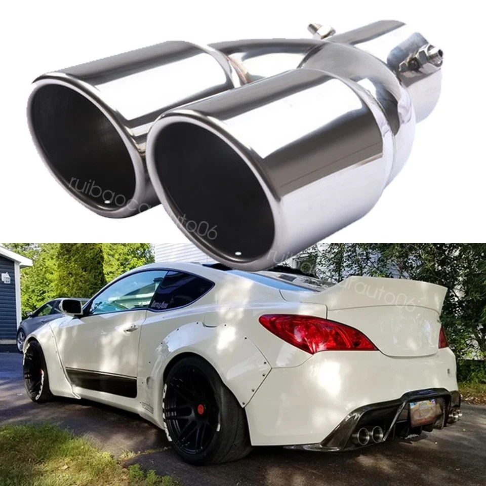 Rear Car Dual Exhaust Pipe Tail Muffler Tip Throat Tailpipe  For Hyundai Genesis Foto 1 de 4