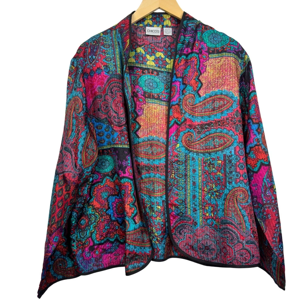 Chaqueta Blazer Chicos Paisley Mezcla Seda Kimono Multicolor Talla M/L Foto 1 de 4