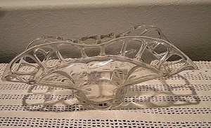 Duncan Miller Canterbury Tiffin Glass Open Lace Turned In Edge Bowl Clear - Picture 1 of 19
