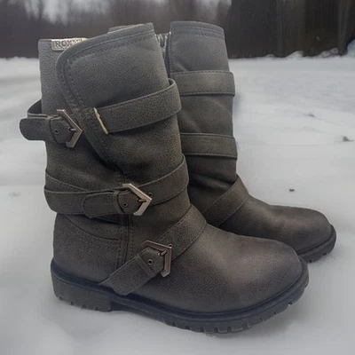 Botas para mujer Roxy Rebel marrones talla 9 con cremallera forradas de piel sintética de cuero sintético  Foto 1 de 4