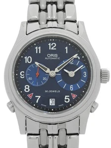 Wristwatch ORIS Classic World Timer GMT 7485 Automatic men stainless USED - Picture 1 of 9