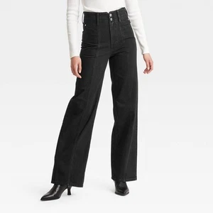 Women's High-Rise Tailored Wide Leg Jeans - Universal Thread - Picture 1 of 18