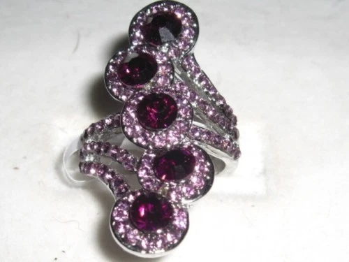 Strahlender Ring mit Lila Fuchsia Steine Metal in Silber Gr. 59 - Bild 1 von 1