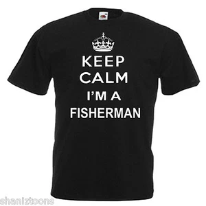 Keep Calm Fisherman Fishing Children's Kids T Shirt - Picture 1 of 9
