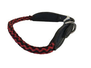 Cuerda de nailon y cuero PU patrón rojo collar de perro hebilla cierre 12-14” pequeño - Imagen 1 de 1