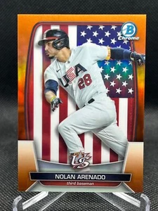 2023 Bowman Chrome NOLAN ARENADO WBC ORANGE REFRACTOR 4/25 WBC-82 WORLD CLASSIC - Picture 1 of 2