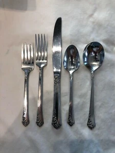 Oneida Heirloom DAMASK ROSE Sterling Silver 5 Piece PLACE SETTING No Monograms - Picture 1 of 3