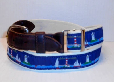 Cinturón Ajustable Surcingle Cuero Náutico Escena Faro 35-38" Foto 1 de 4