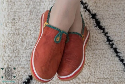 Bridesmaid slippers Moroccan slippers leather babouche wedding shoes berber... - Image 1 of 4