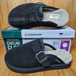 Zuecos de felpa de gamuza chelan STAHEEKUM para mujer sin cordones de espuma viscoelástica ~ negros - Imagen 1 de 5