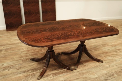12-ft Traditional Mahogany Duncan Phyfe Dining Room Pedestal Table Cover