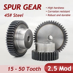 Spur Gear C45 Steel Mod 2.5 with Hub 15-40 Tooth Motor Pinion Hardened Precision - Picture 1 of 35