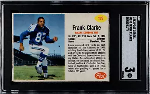 SGC 3 1962 Post Cereal Frank Clarke #135 Hand Cut SP Dallas Cowboys - Picture 1 of 3