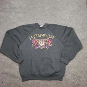 VTG Jacksonville Florida Sweater Mens Large Gray Long Sleeve Crew Neck Pullover - Picture 1 of 10
