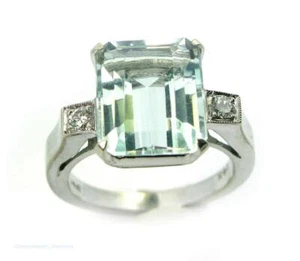 Aquamarine (Simulated?) Diamond 6.3CT Engagement Cocktail Ring 14K White Gold - Picture 1 of 15