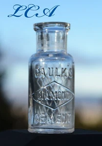 Antigua botella dental CAULK DIAMANTE CEMENTO pequeña L D Caulk Co MILFORD Delaware - Imagen 1 de 4
