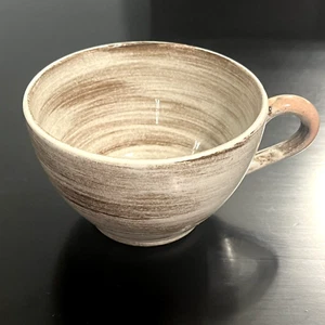 Vintage Mid-Century Santa Anita Pottery Vreni Ware Brown Pink White Swirl Cup - Picture 1 of 9