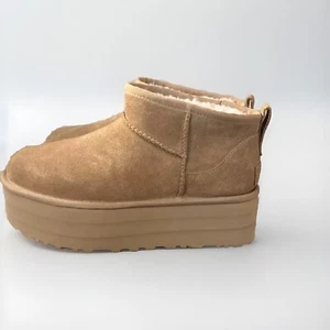 UGG CLASSIC ULTRA MINI PLATFORM CHESTNUT SIZE 9 BOOTS 1135092 (100% AUTHENTIC) - Picture 1 of 14