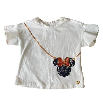 Disney X Review Kids Size 4 White Minnie Mouse Sequin Lace Ruffle Sleeve Top - Image 1 of 4