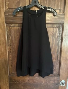Paper Crane Sleeveless Top Hi Lo Black Semi Sheer Back Zipper Detail Goth Sz L - Picture 1 of 8