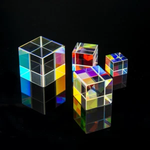 1pc 15/18/20/23mm RGB Cube Prism Rainbow  Cross Dichroic Polyhedron Glass Prism - Picture 1 of 4