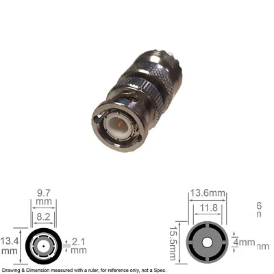 Coax RF Antenna Adapter Connector Converter BNC Male UHF Female - Image 1 of 3