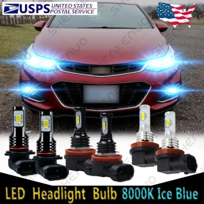 For Chevy Cruze 2016-2019 - 6X LED Headlight High Low Beam + Fog Light Bulbs HKL - Image 1 of 4