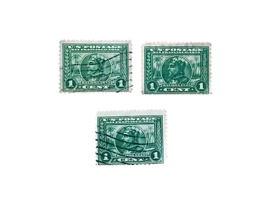 Sello BALBOA Perf. 1c 12 Green Scott # 397 lote cancelado de 3 nunca montado Foto 1 de 4