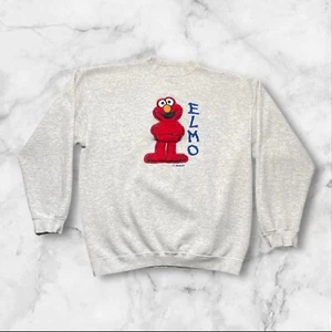 Elmo Vintage Embroidered Fuzzy Crewneck Pullover Sweater - Picture 1 of 7
