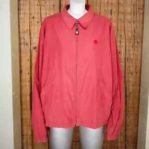 Timberland Harrington Windbreaker Jacket Double Sided Red Full Zip Nylon Men L - Picture 1 of 10