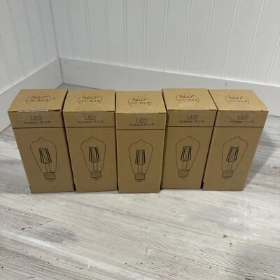 New Vintage LED Edison Light Bulb E26 ST64 4000k 4W Dimmable Clear 5 Pack White - Image 1 of 3